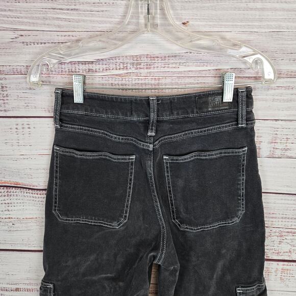 Hollister Womens HIgh Rise Vintage Baggy Jeans Sz 1R(25) Black Carpenter Gothic - Picture 5 of 13